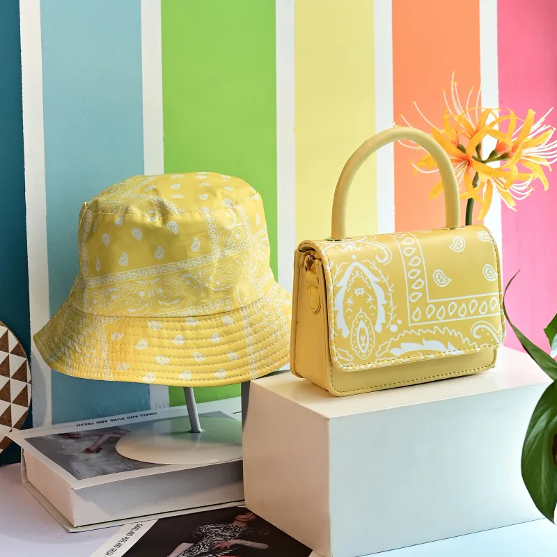 

Ladies Colorful Fashion ins cheap crossbody handbags bucket hat and bag 2 pieces set