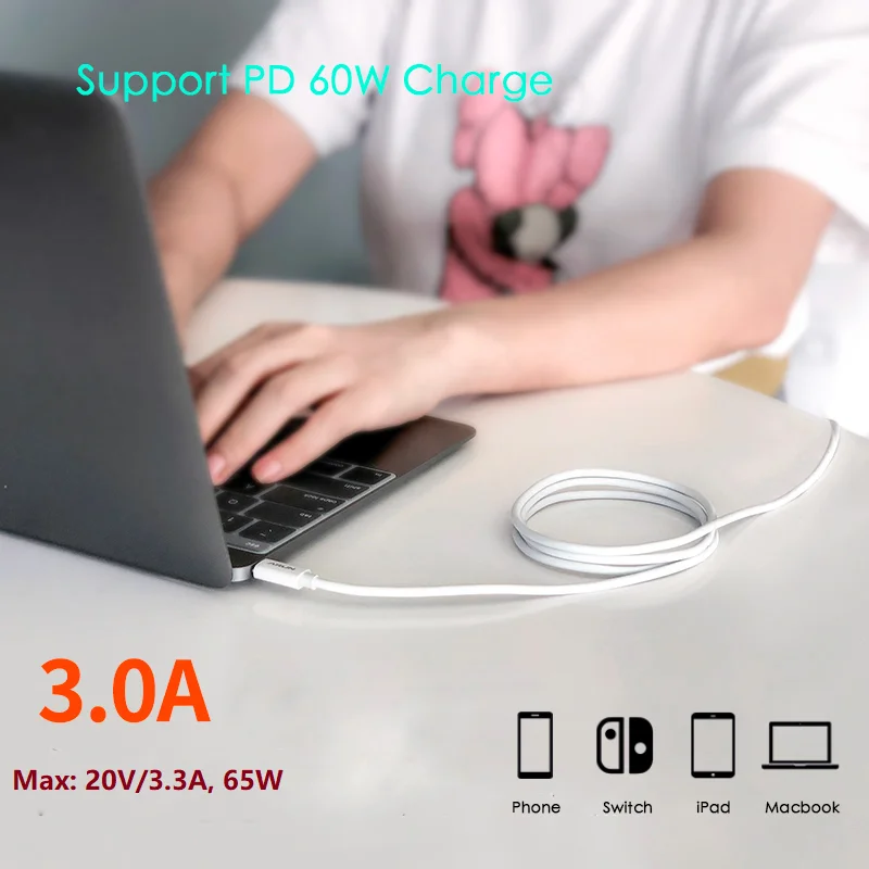1ft 3ft 6ft 10ft Fast Charging Quick Charge USB C to USB C PD Charger USB Data Cable - ANKUX.COM