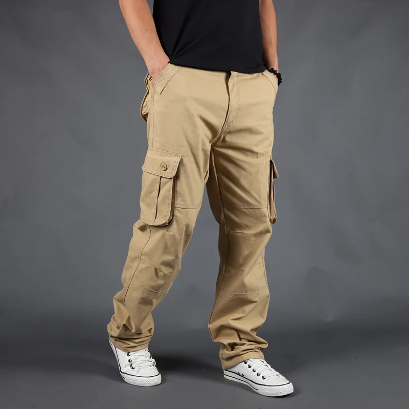 HC2212 Hip Hop Khaki Streetwear Work Baggy Blank Unisex Mens Stacked Painter Sweat Jogger Cargo Pants With 6 Pockets