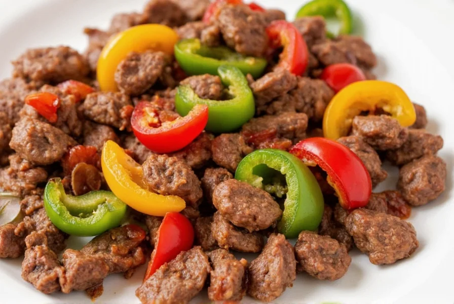 Quick weeknight pepper steak recipe with sliced bell peppers and tender beef strips