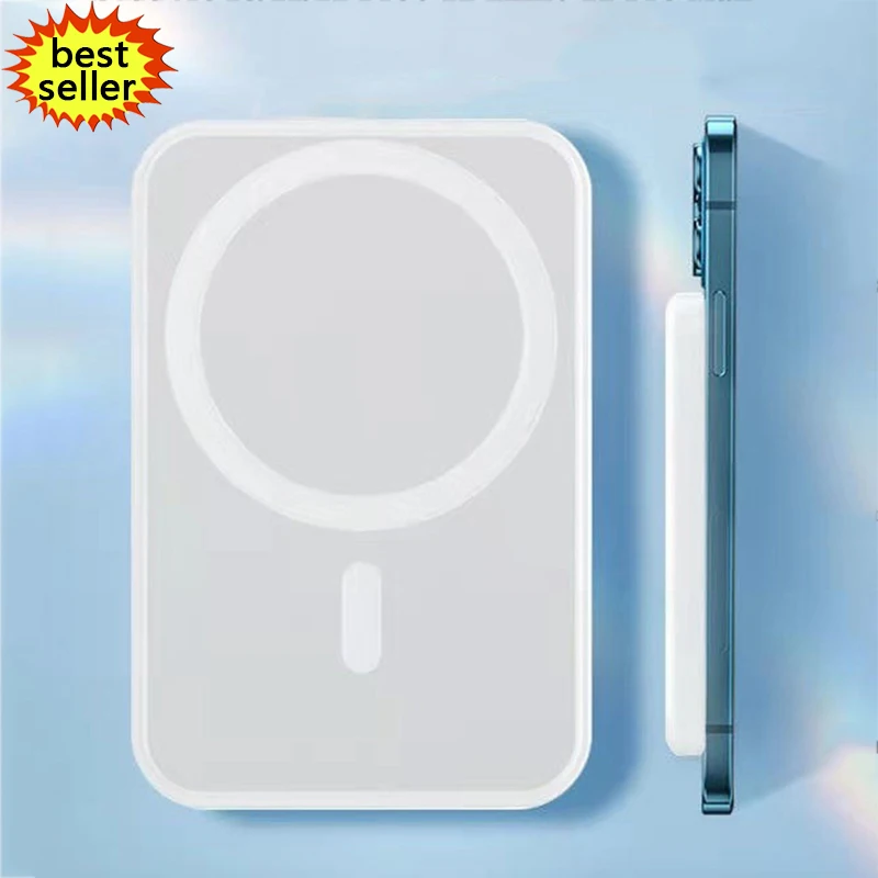 

2022 New product Ultra Slim Portable Charger Mini Powerbank Station Magnetic Mobile Wireless Power Banks For Appl Iphone, White