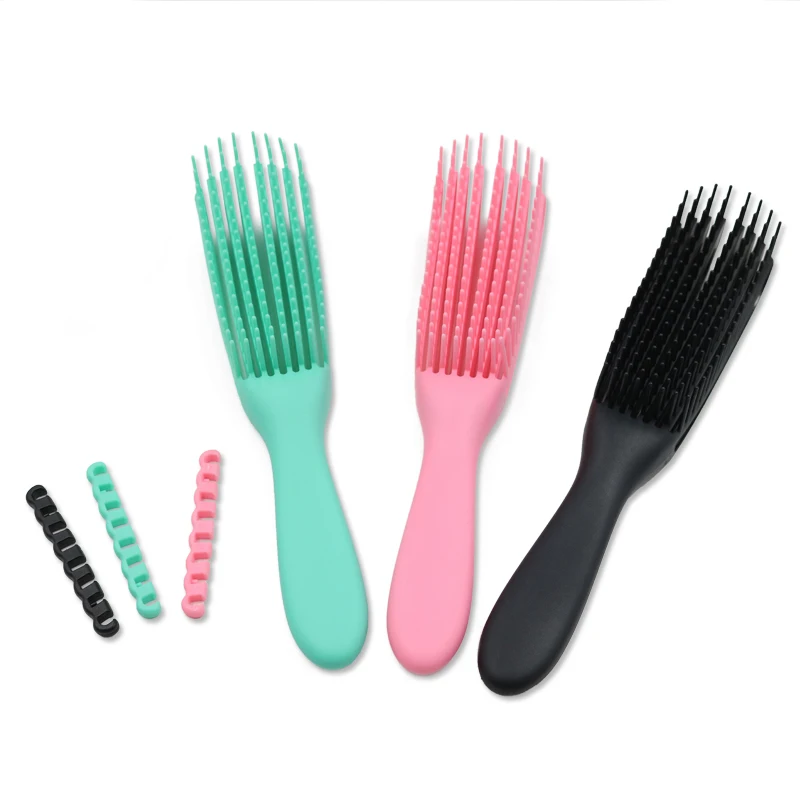 

amazon hot selling Vent Feature Plastic Handle Magic Eight Rows move Octopus Detangling Hair Brush, Pink,black,green,deep green