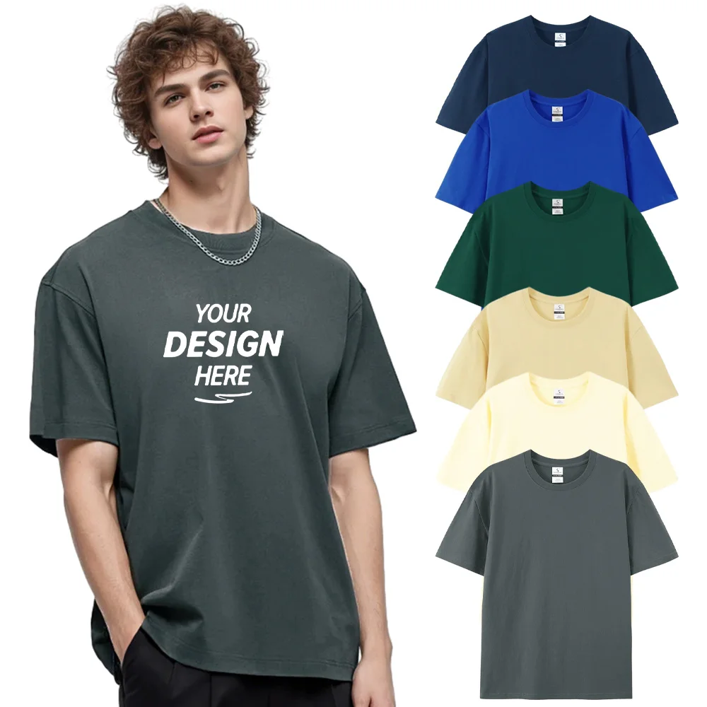 BY69000 Wholesale 220GSM Custom High Quality Mock Neck T Shirt Blank 100% Cotton Short Sleeve T-Shirt