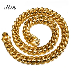 Wholesale Hip Hop 14k Gold Cuban Link Chain Cuban Link Chain Cuban Chain Bracelet Necklace Stainless Steel Jewelry