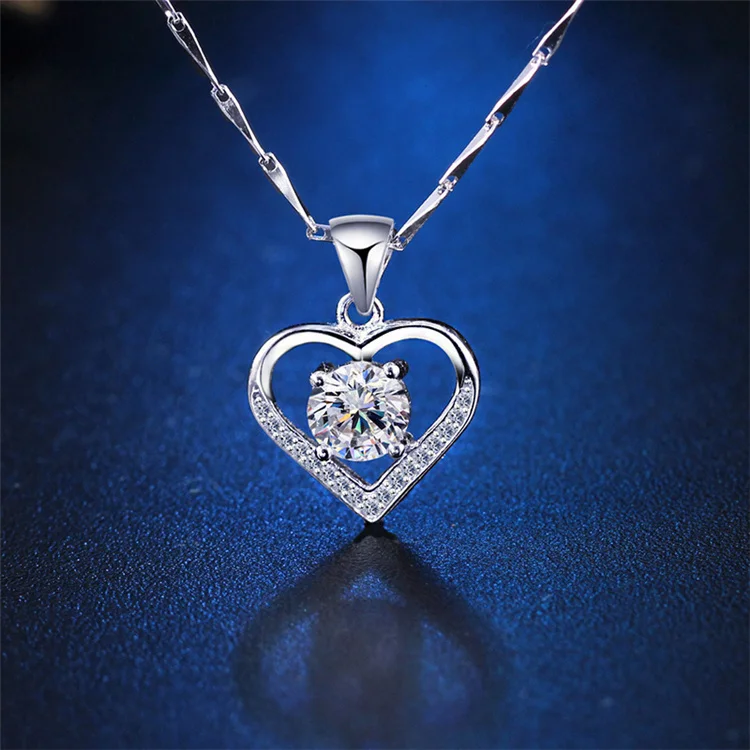

Simple Zircon Heart Pendant Jewelry European and American Women's Love Necklace Fashionable Crystal and 925 Silver S925 Necklace