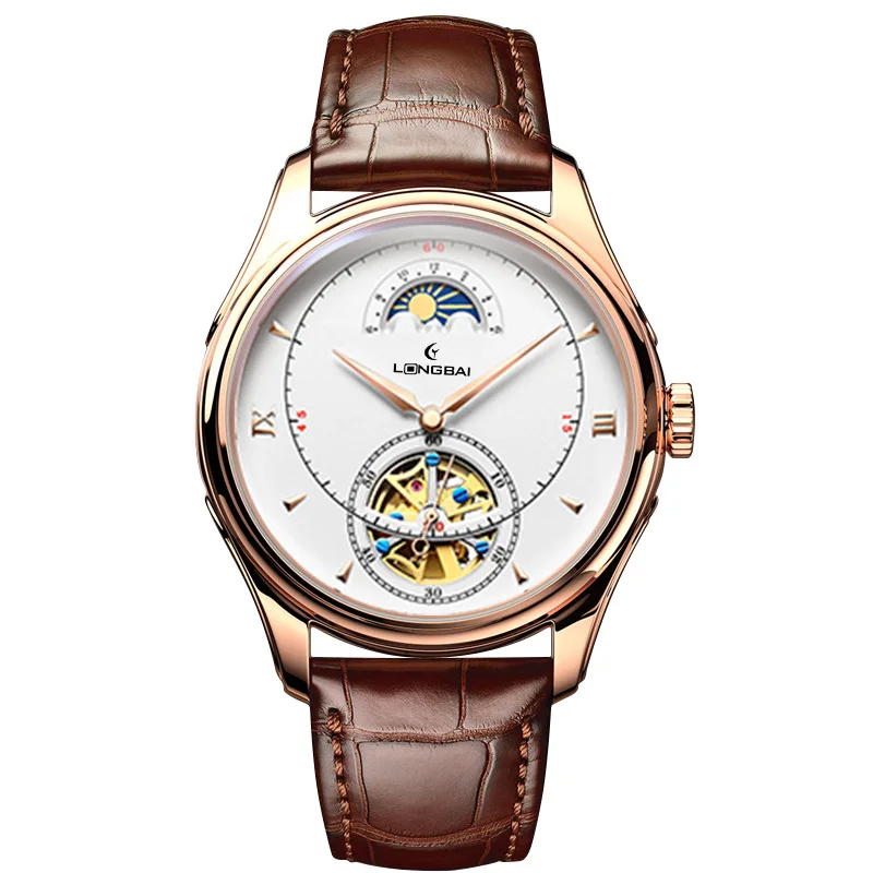 

Brand Classic Skeleton Automatic Tourbillon Movement Watch With Hollow Visible Mechanism Stainless Steel Watch For Men