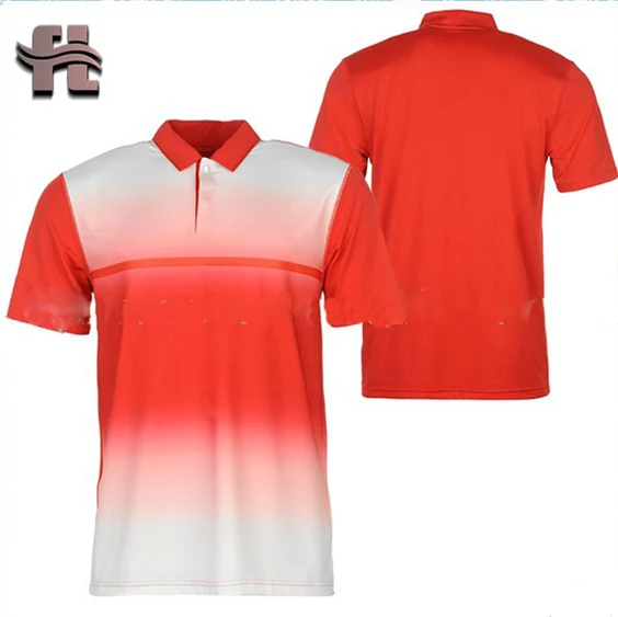 Custom made breathable golf polo shirt short sleeve ribbed collar sublimation t-shirts design