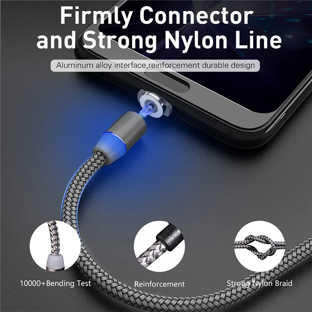 
1M 2M Fast Charging Mobile Phone USB Cord Type C Cable Magnet Charger Data Charge Micro USB Cable Magnetic USB Cable 