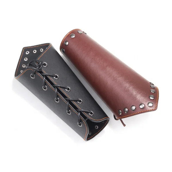 

Punk Wide Archery Leather Arm Guard Cuff Viking Bracer Leather Gauntlet Wristband Bracelet leather wrist, As pictures