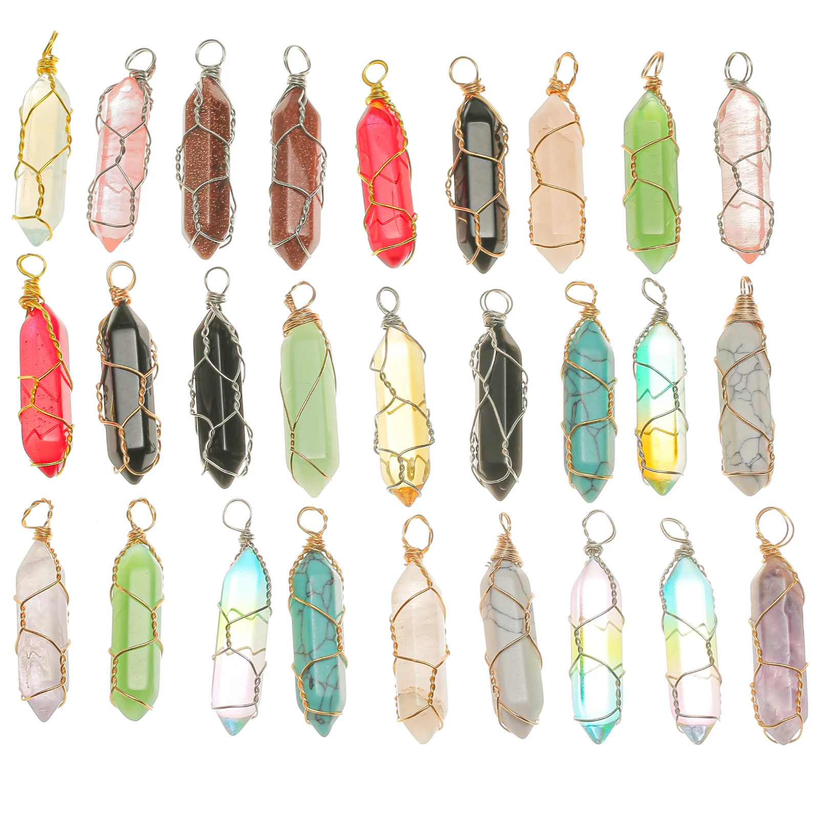 

New Healing Crystal Wire Wrap Terminated Pointed Hexagon Stone Pendants for jewelry making DIY necklace Amethyst charms, Customers' request