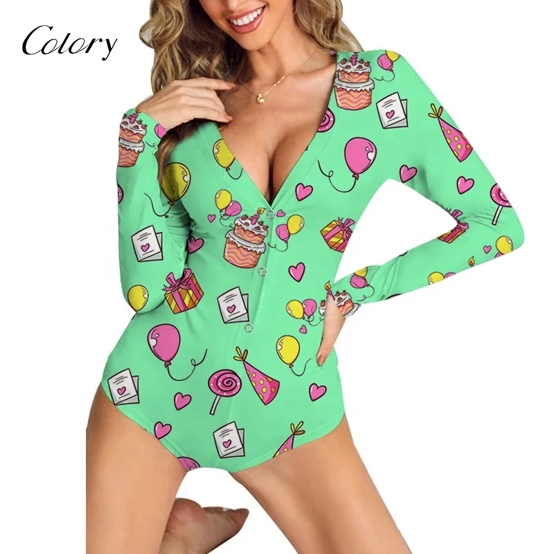 

Colory 2021 Summer New Fashion Cotton Dollars Printed Woman Pajama Onesie, Customized color