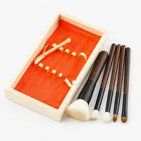 

5 PCS Top Quality Makeup Brush Set Wood Eco Friendly Goat Bristle Make Up Brushes Natural Hair Private Logo With Box