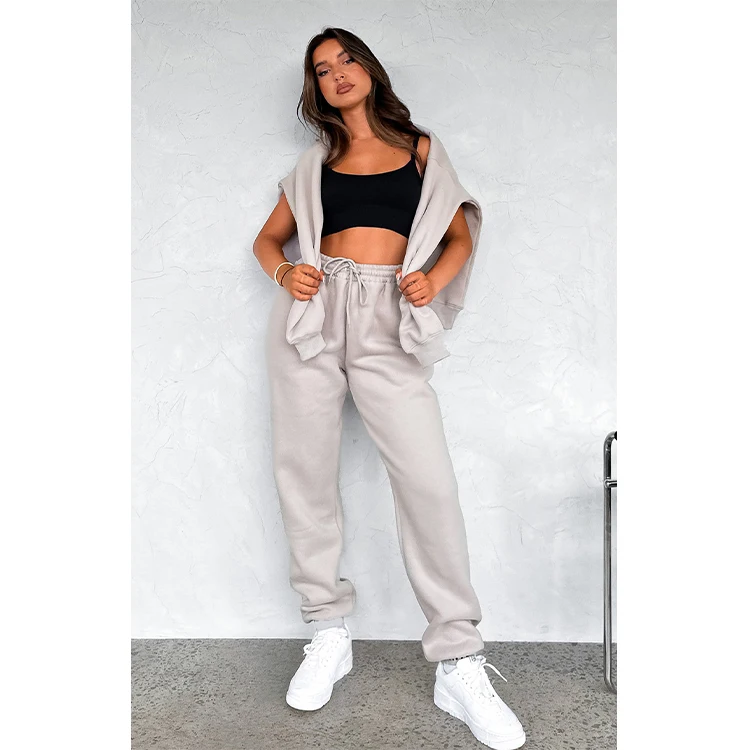 

Custom Jogger Sweatpants and Hoodie Set Streetwear Long Sleeve Sport Gym Fleece Pullover Plain Oversized Women'S Hoodies Set