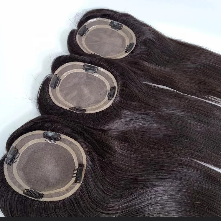 Black Blonde 5.5''*6'' Mono Base Handmade European Human Hair Topper Women Cuticle Intact Virgin Hair Toupee Transparent for