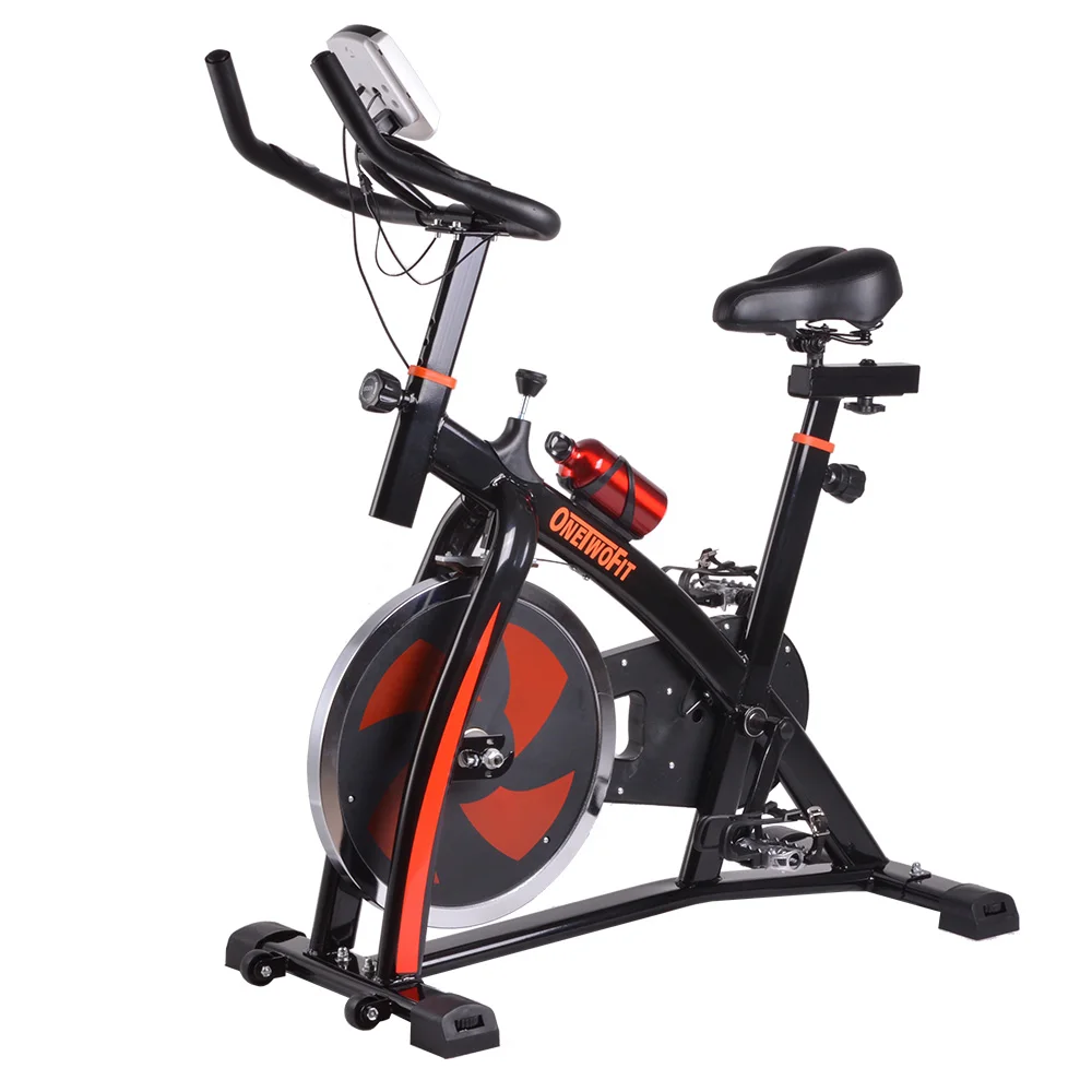 

Onetwofit 13 KG Flywheel Foldable Magnetic Indoor Cycling Spinning Exercise Cycle for Home Use Spin Unisex Exercise Fitness Bike, Black & red