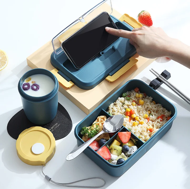 

Eco-Friendly Leakproof Microwave oven biodegradable plastic Wheat Straw portable Bento lunch Box and bottle, Customized color acceptable