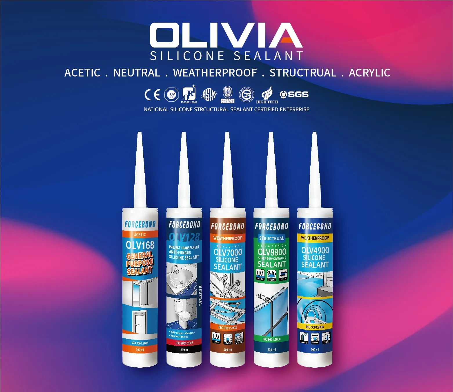 China OLV168 Acetic Silicone Glass Sealant Manufacturer and