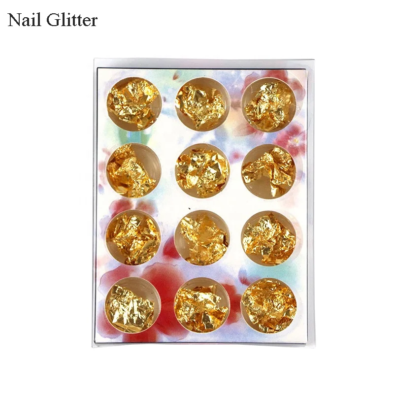 

4 Colors/BOX Nail Art Accessories Nail Art Sticker Gold and Silver Tin Foil Gold Foil Paper Nail Glitter Decoration, Photo