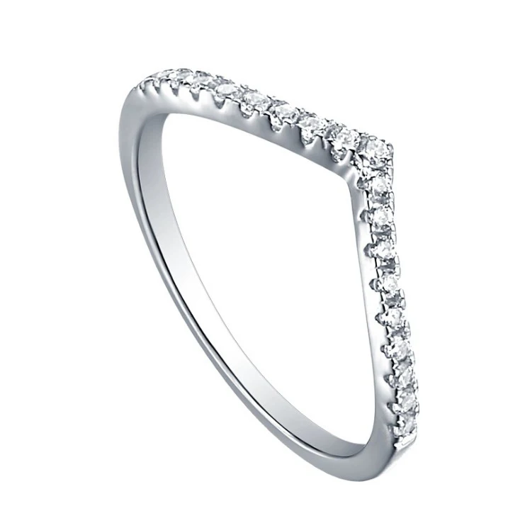 

simple jewelry micro pave cubic zircon 925 sterling silver wedding ring