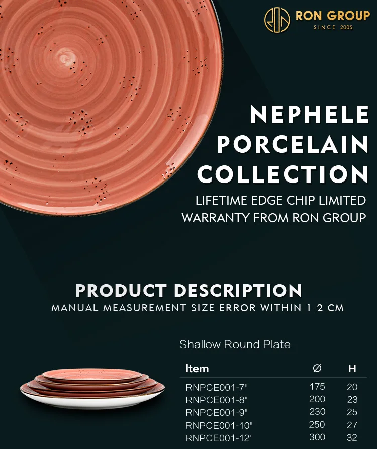 Wholesale cafe porcelain dinner plates round flat dishes ceramic plate for restaurant and bar