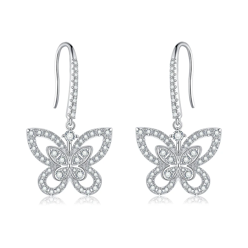 

Butterfly Sparkle 925 Sterling Silver Cheap Earrings Wholesale Women Trendy