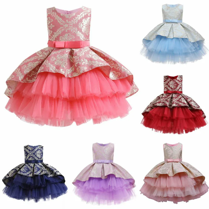 

Girls New Flower Vintage Embroidery Dress Opening Ceremony Clothing Tutu Party Elegant Wear Girls Princess Dress