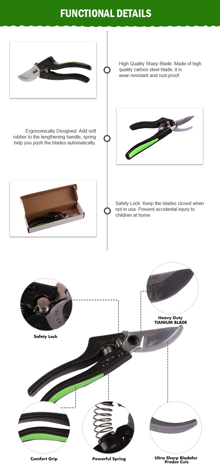 High Quality Professional Hand Tool Model Irv91 Metal Garden Pruning