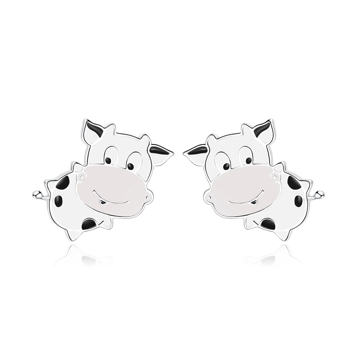 

High Quality Cute Animal 925 Sterling Silver Little Cow Funky Earrings