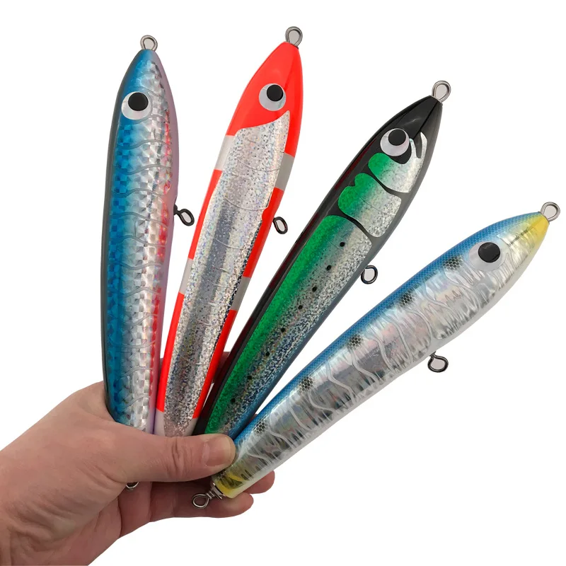 

Fishing Hard Bait 90g 120g 140g High Quality Boat Tuna Bait Stickbait Pencil Wooden Fish Lure, Multicolor