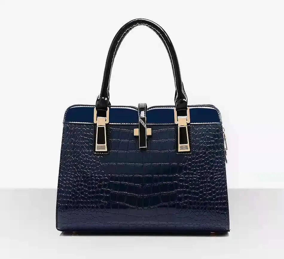 

AIZHU ODM High Quality LOGO Custom PU Leather Crocodile pattern Large Capacity Sac pour dames Top Handle Handbag Women 2021