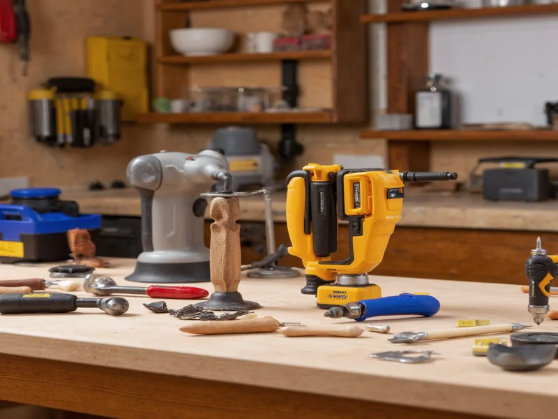 Essential DIY furniture tools on workbench