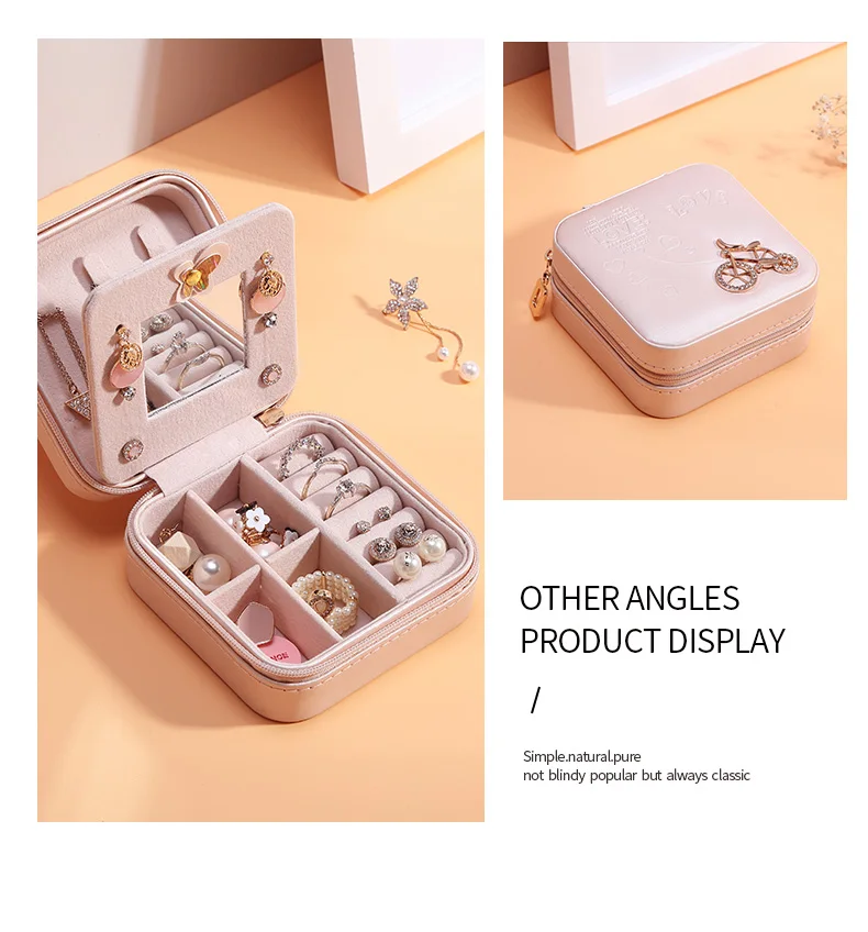 Custom Women's Mini Stud Earrings Ring Jewelry Box With Logo Pu Leather