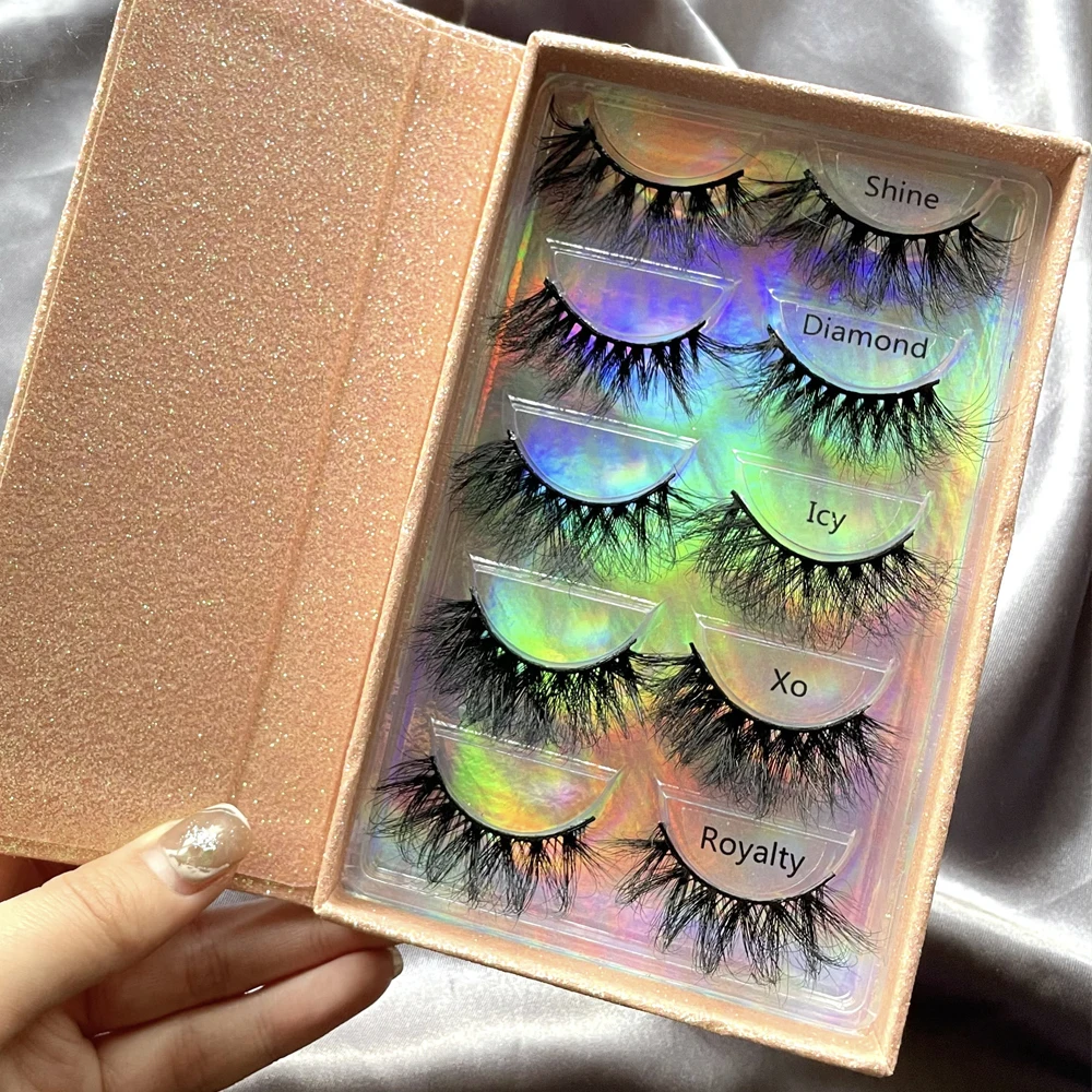 

Faux Mink Vegan Eyelash Natural 3d Silk Strip Lash Tray Private Labels 5 Pair Eyelashes Lashbook Packaging Box Vendor