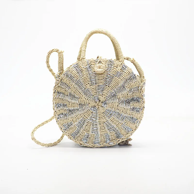 

New fashion designer custom round straw beach handbags casual sling bags for women, Customizable