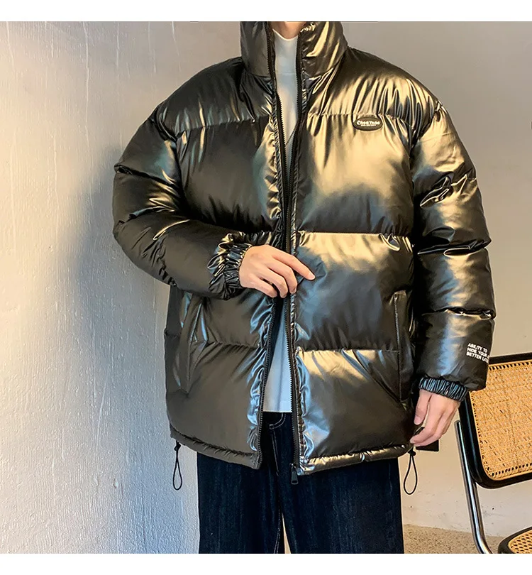 

Wholesale 2021 Korean Winter Mens Down Coat Casual Fashion Bright PU Puffer Jacket Coats for Men