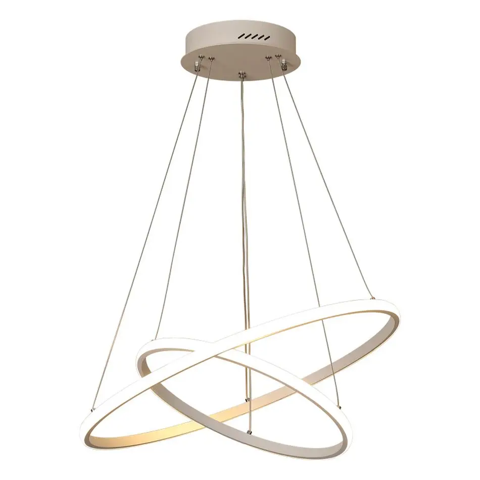 Simple hanging decorative circle rings gold luxury modern led chandelier for home and hotel
