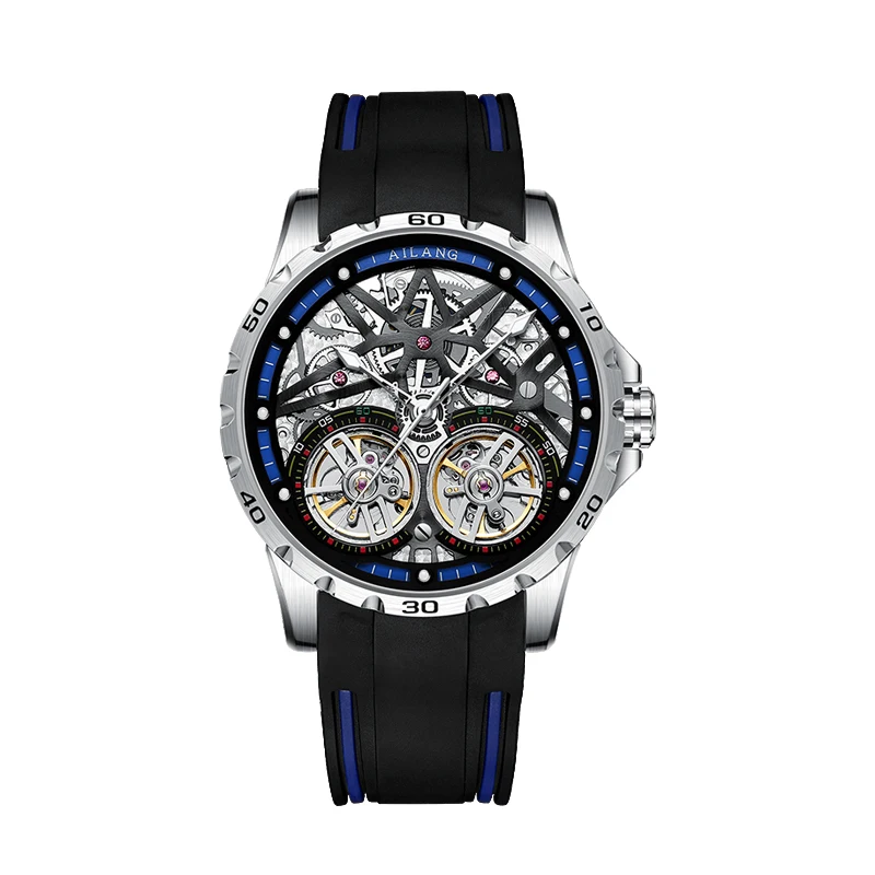 

AILANG Double Tourbillon Men's Watch Luxury Brand Automatic Watches Mechanical Transparent Steampunk Clock reloj de mano, 3 colors