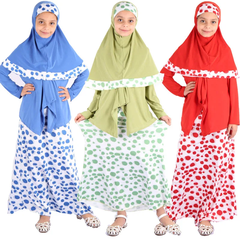 

2020 Wholesaling Cheap Islamic Clothing Colorful Baby Girl Dress Muslim Abaya, Mixed colors
