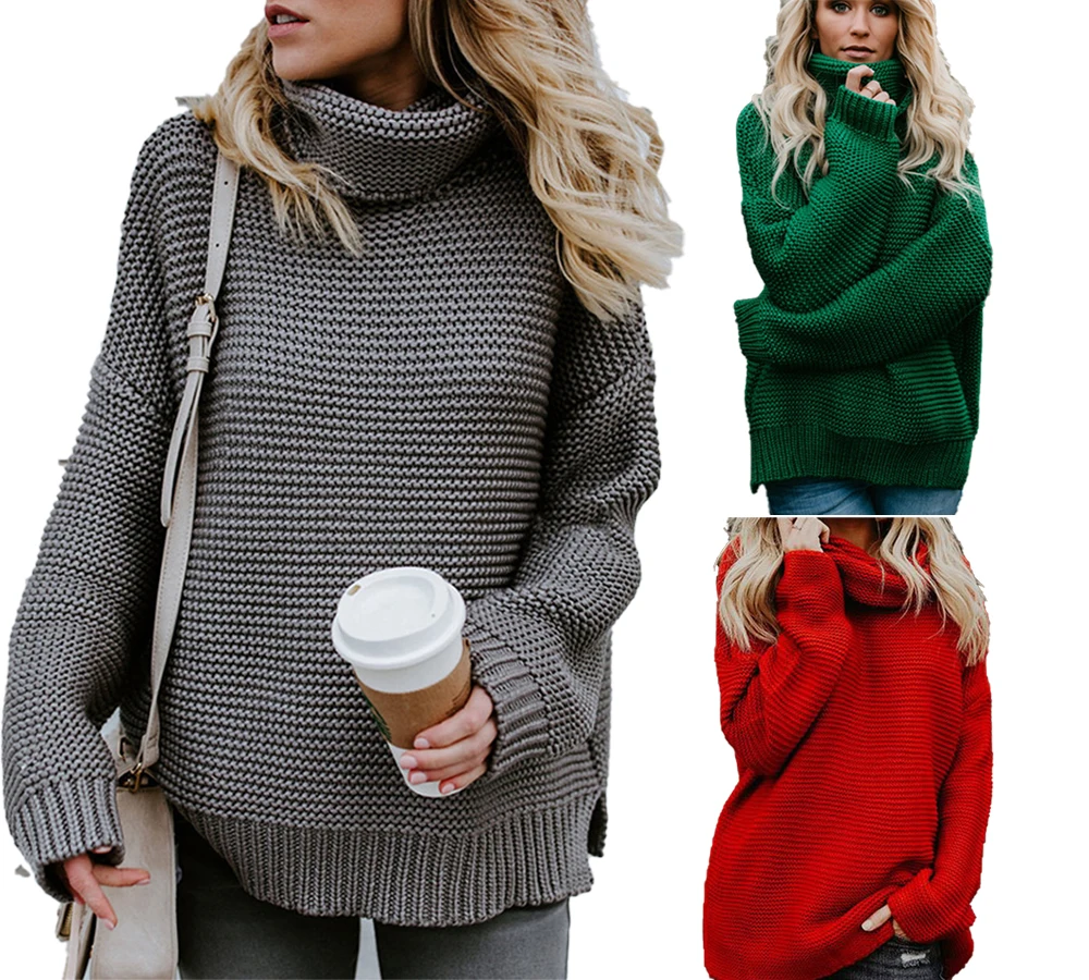 

Hot sale Autumn Winter Women Turtle Neck Winter Knit Long Sleeves Turtleneck Pullover Sweaters