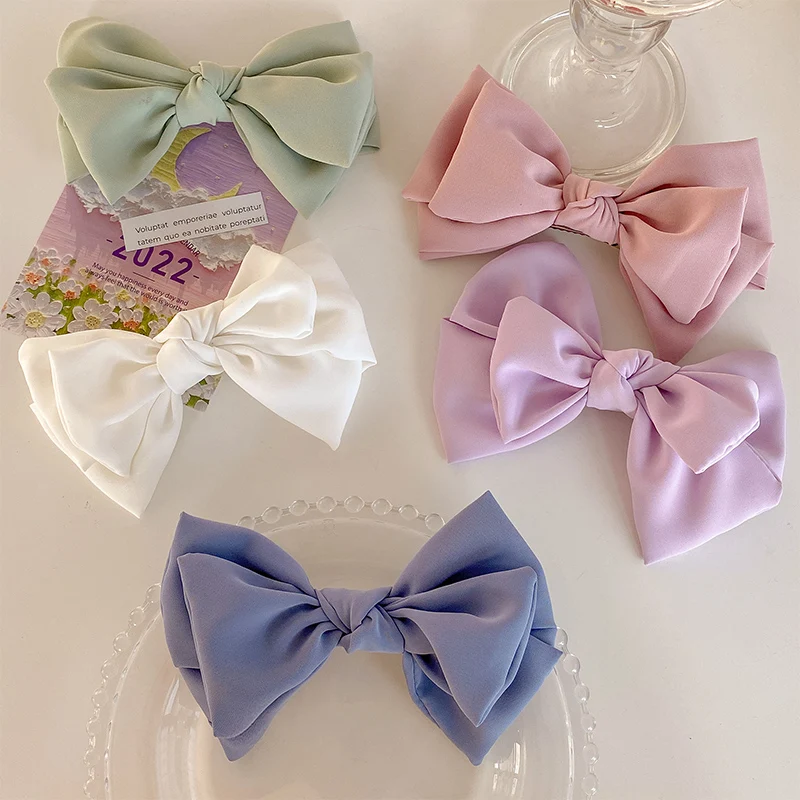 

Fancy Kids Girls Bow Hair Accessories Clips Bowknot Metal Barrette Big Fabric Hair Bows Clips for Women Ponytail Bun
