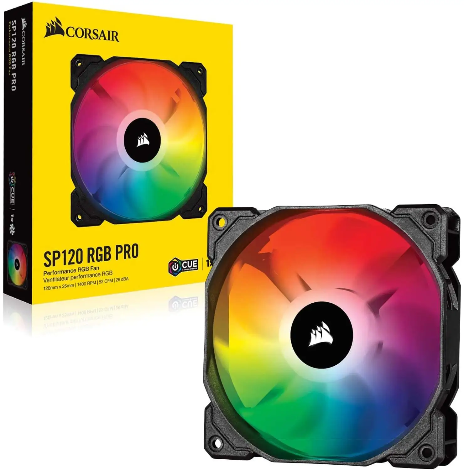 Corsair iCUE SP120 RGB Pro Performance 120mm Fan single pack and Triple Fan Kit with Lighting Node Core
