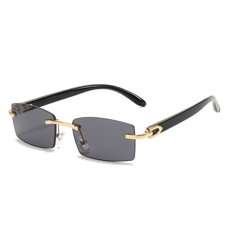 

High quality Luxury Buffalo Horn Vintage Rimless Square 2021 fashion sunglasses, Custom colors