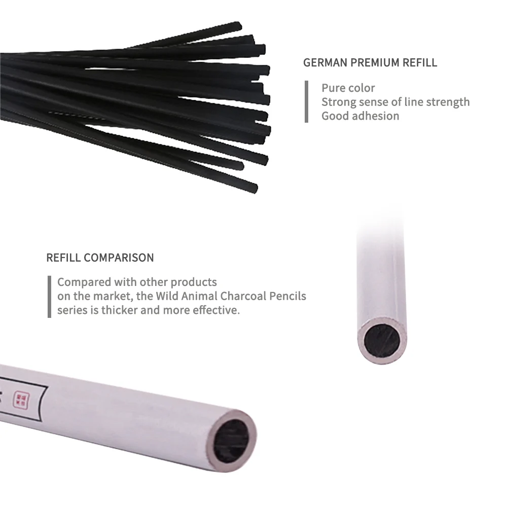 
WHOLESALE 8Pcs Wild Animal Charcoal Pencil Charcoal and graphite combination-Pink Packaging 