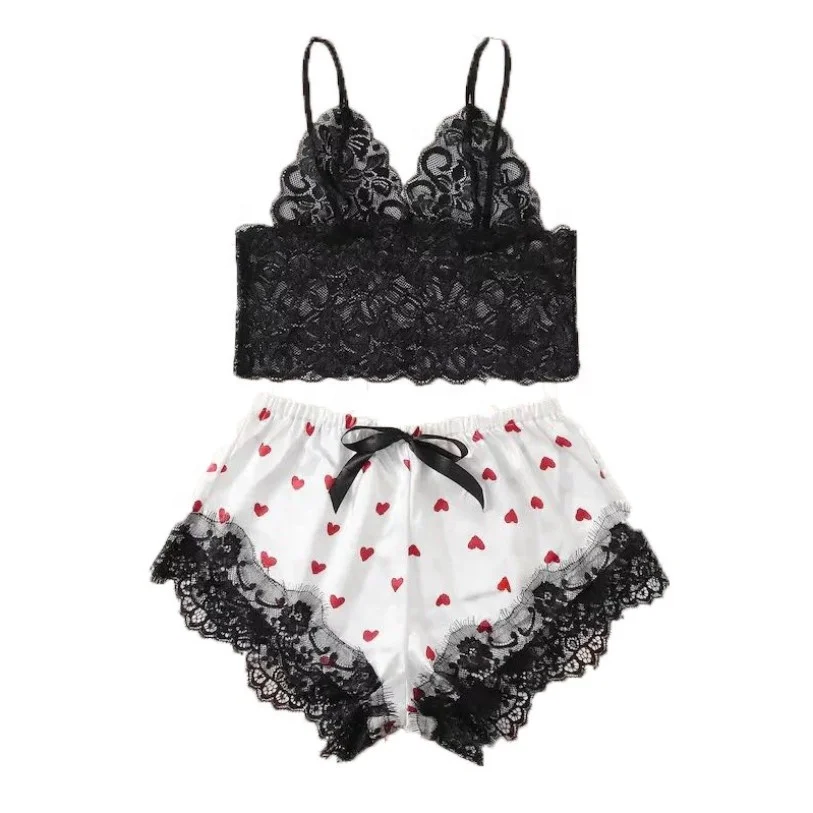 

New 2 pieces girl lace bra and satin panty set sexy lingerie women