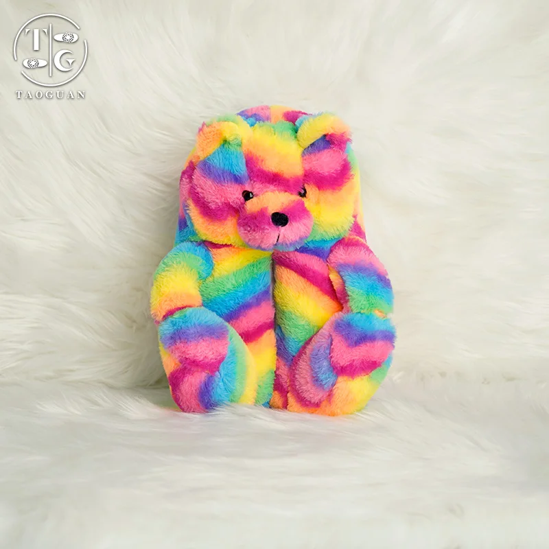 

Teddy bear slippers 2021 new custom kids teddy bear house shoes wholesale plush women fur slides, Picture