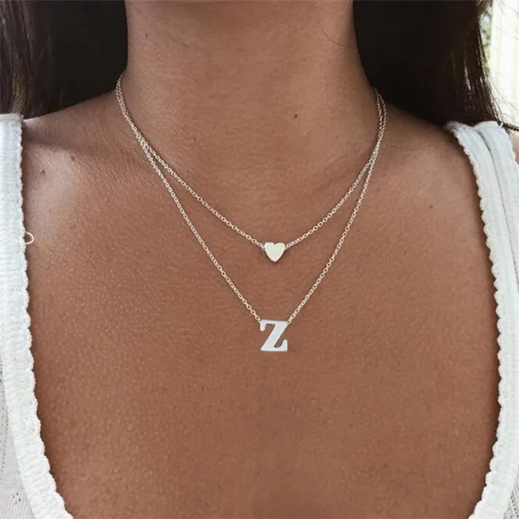 

New Minimalist Gold Silver Color 26 A-Z Letter Name Initial Necklaces For Women Letter Pendant Necklace