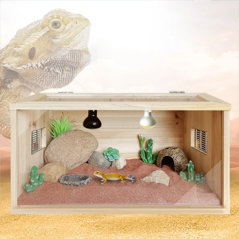 

Non-assembled Inclined Plane Solid Wood Box Reptile Breeding Box Horned Frog Lizard Spider Incubator Ovulation Box, Burlywood