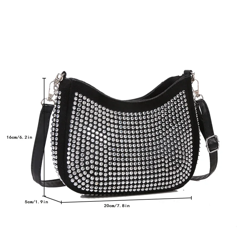 

Women Spring Summer Crossbody Bag Shoulder rhinestone shiny evening bag for party Underarm Shoulder Bag, As pics