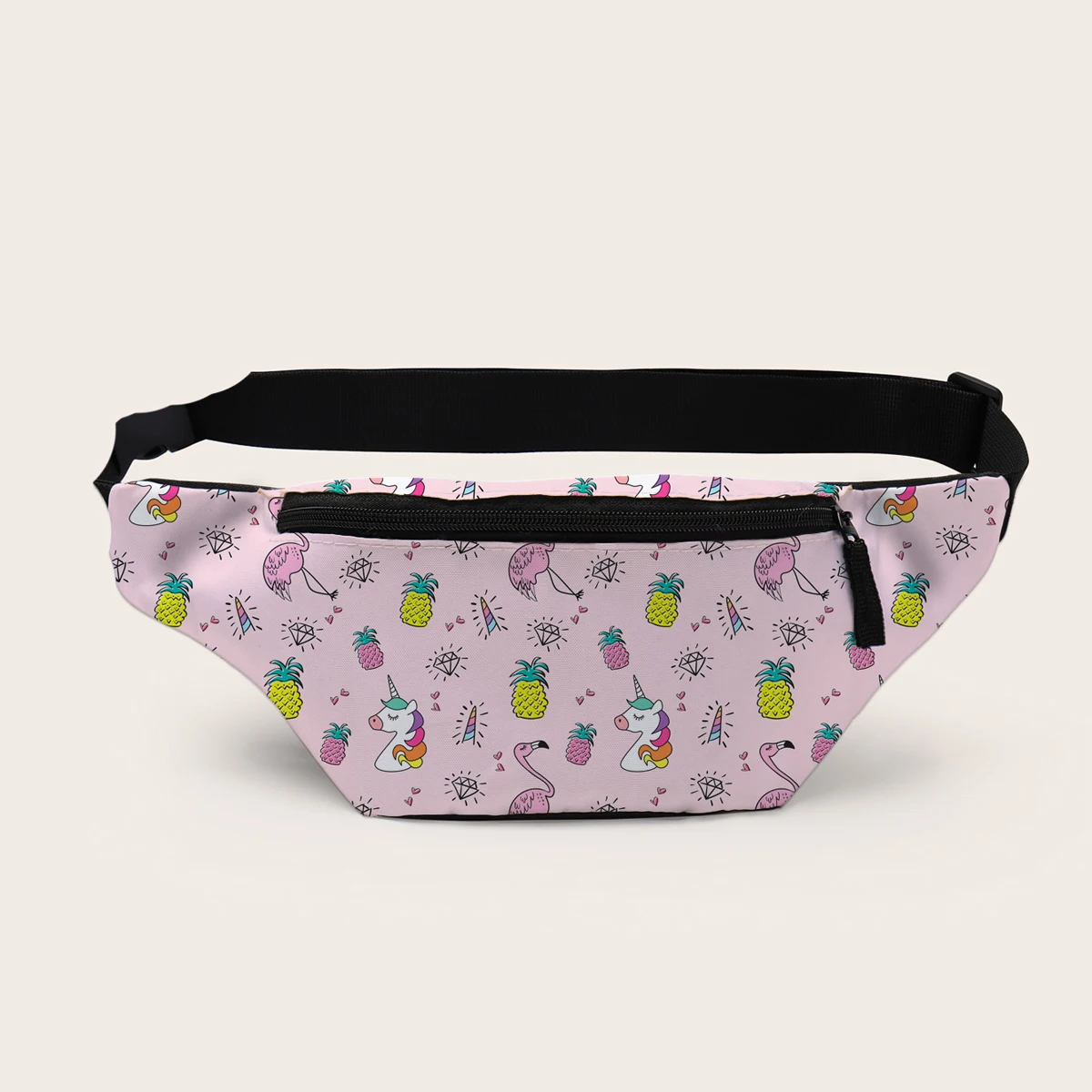 

Wholesale Pink Waist Bag 3D Printed Flamingo Bum Bag Waterproof Ladies Zipper Bags