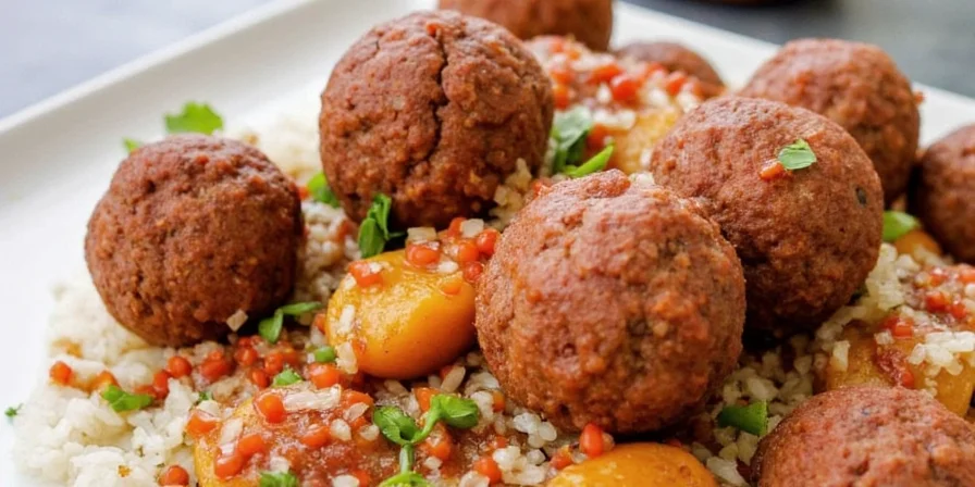 Close-up of freshly ground spices used in kofte making